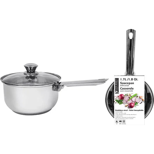 Stainless Steel Saucepan w/Glass Lid