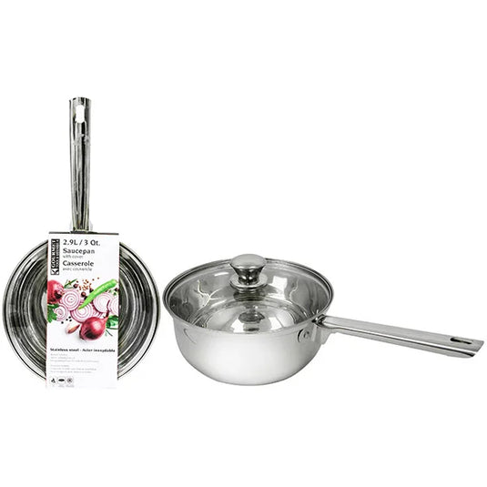 Stainless Steel/Glass Sauce Pan 2.9L/3Qt