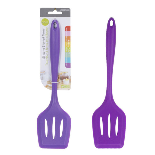 L.Gourmet, 11.5"L Silicone Slotted Turner, Purple, t.o.c.