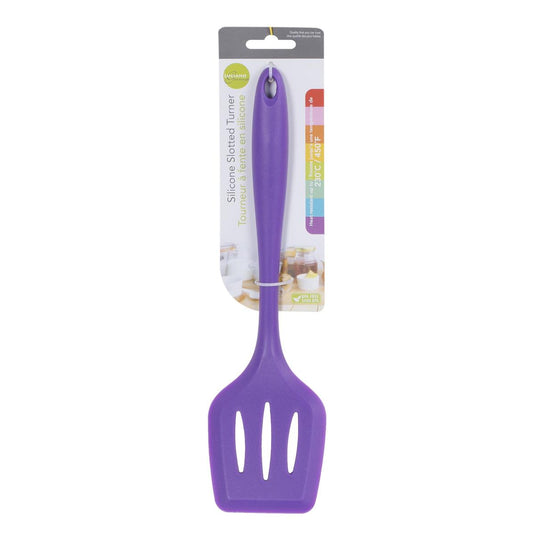 L.Gourmet, 11.5"L Silicone Slotted Turner, Purple, t.o.c.