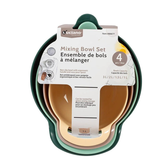 Luciano 4-pc Mixing Bowl Set, 3L, 2L, 1.5L, 1L, wrap card