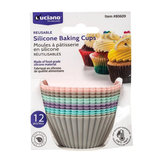 Luciano 12-pc Silicone Baking Cups, 6 colors, hang card