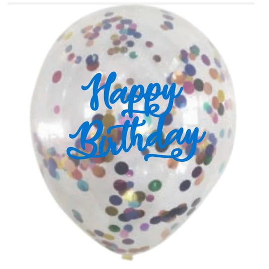BALLOON LATEX CONFETTI 6PCS Birthday Blue 12in