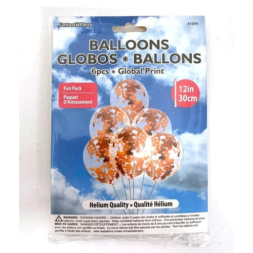 BALLOON LATEX CONFETTI 6PCS rose gold 12in
