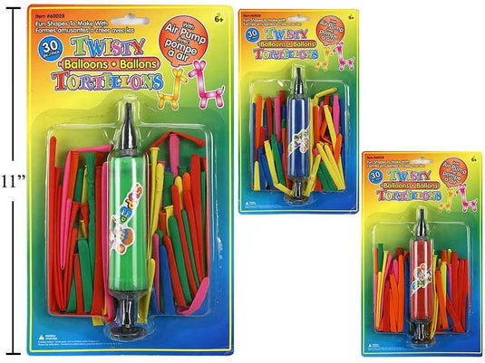 Lootbag Exp. 30-pc Twisty Balloon w/Air Pump
