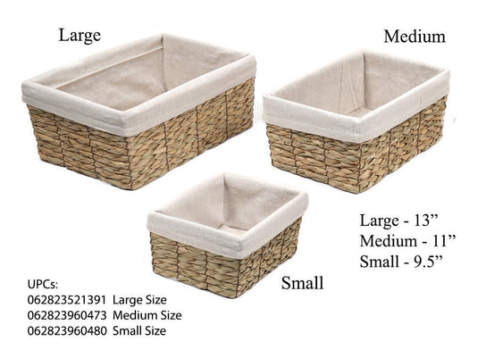 S/3 Grass Storage Baskets w/ liner 13x8.7x5.5", 11x8x5"