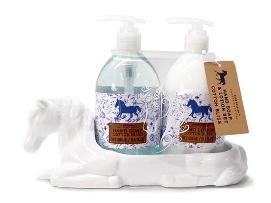 PP Hand Soap & Lotion Horse Caddy S/2 400Ml.13.5Fl Oz. Ceramic Tray