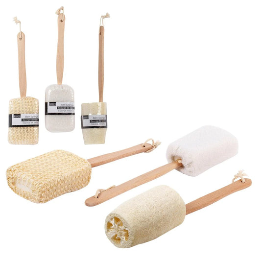 Exfoliating Bath Sponge With Wooden Handle