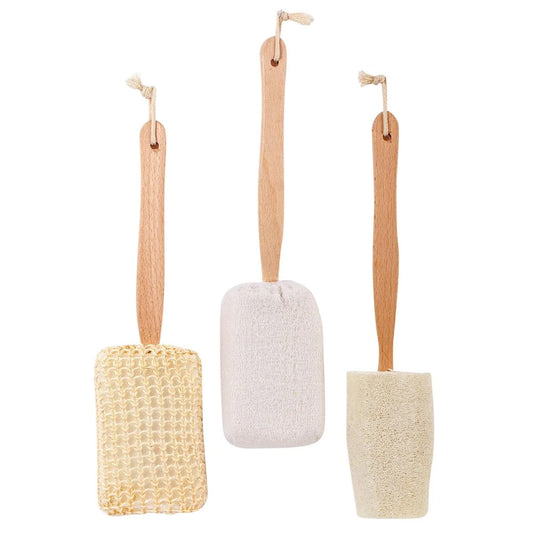 Exfoliating Bath Sponge With Wooden Handle