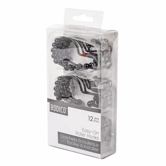 Bodico, 12pcs Easy-On Roller Hooks black, iron, pvc box w/ insert