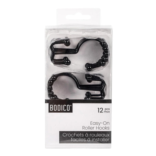 Bodico, 12pcs Easy-On Roller Hooks black, iron, pvc box w/ insert