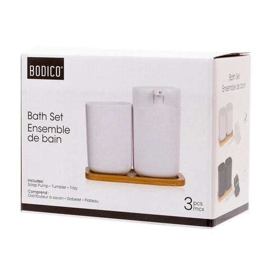 Bodico, 3pc Bath Set Soap/Lotion Pump, Tumbler & Tray
