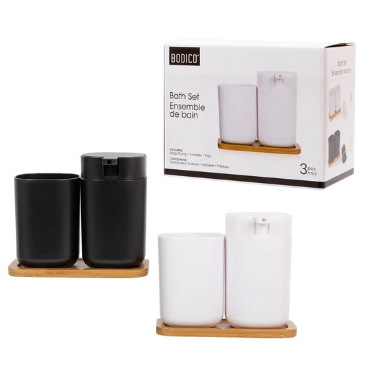 Bodico, 3pc Bath Set Soap/Lotion Pump, Tumbler & Tray
