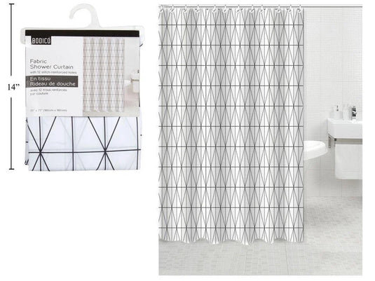 Bodico, Fabric Shower Curtain, geo (70x70"), hanger w header