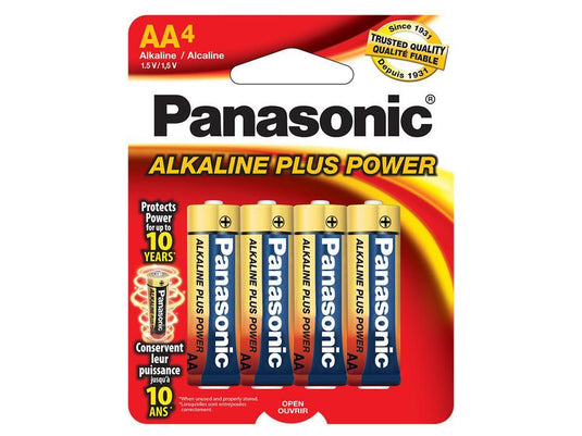 Panasonic, 4pk AA Alkaline Plus Power Batteries
