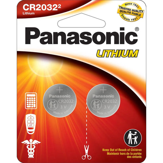 Panasonic 2pk. CR2032 Cell Battery CR2032 Lithium, 2pk