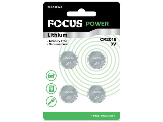Focus E. 4pcs CR2016 Cell Battery Lithium Mercury Free
