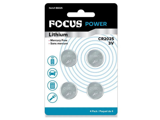 Focus E. 4pcs CR2025 Cell Battery Lithium Mercury Free