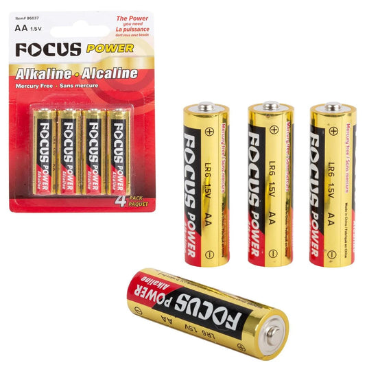 Focus E. 4pcs.Alkaline AA Battery 5yrs Shelf life, BC, Mercury free