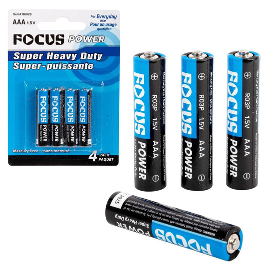 Focus E. 4pcs.HD AAA Battery.1.5V 3yrs Shelf life, BC, Mercury free