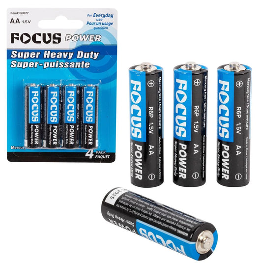 Focus E. 4pcs.HD AA Battery.1.5V 3yrs Shelf life, BC, Mercury free