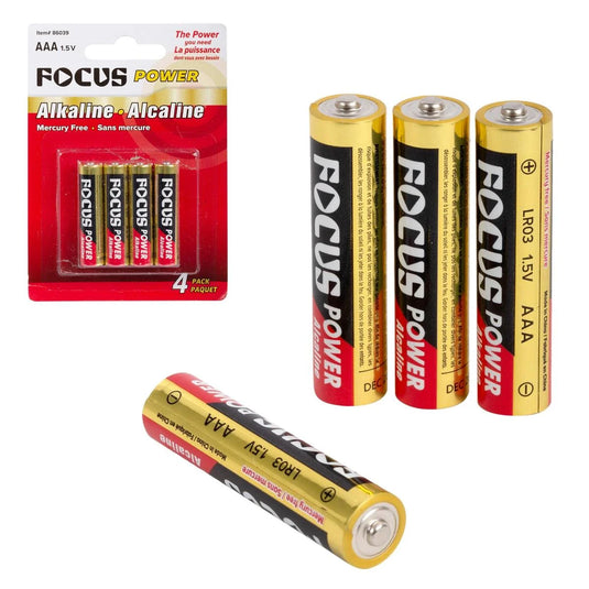 Focus E. 4pcs.Alkaline AAA Battery 5yrs Shelf life, BC, Mercury free