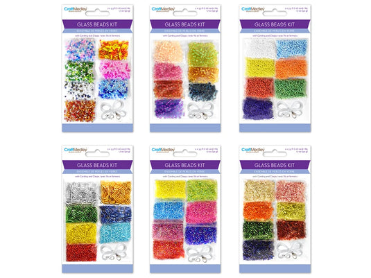 Glass Bead Kits: 50g Multi-Packs w/Cording+Clasps