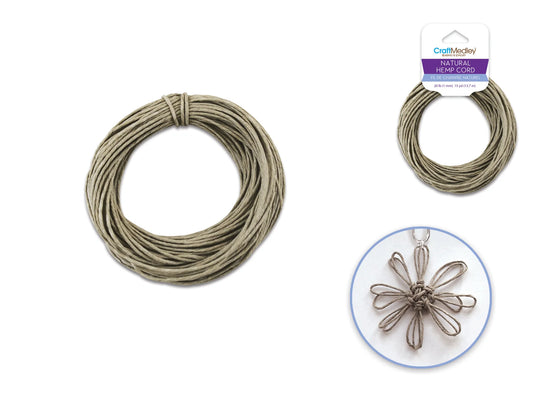 Natural Hemp Cord: 20lb (1mm) 15yd/hank