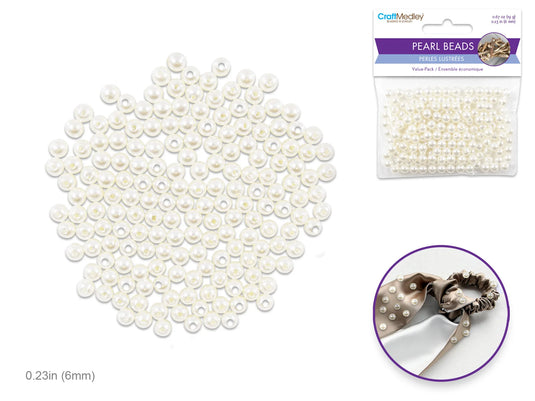 Pearl Beads: Acrylic Sleek Ivory Value-Pack D) 6mm~ 185pc