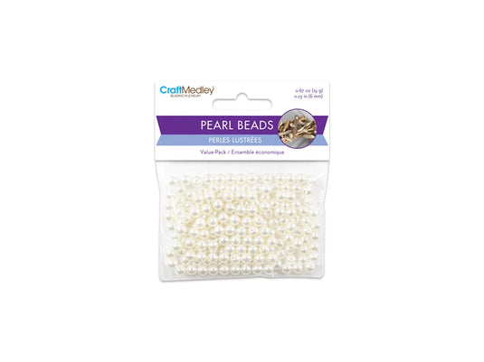 Pearl Beads: Acrylic Sleek Ivory Value-Pack D) 6mm~ 185pc