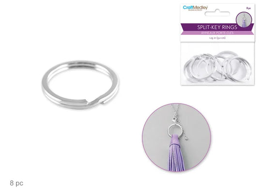Jewelry Findings: 1.25" Split Key-Rings Heavy Duty Silver