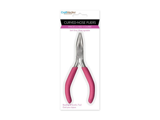 Beading/Jewelry Tool: Curved Nose Pliers w/Soft Grip Handle