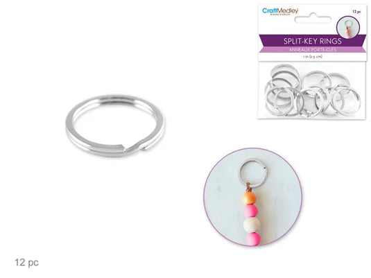 Jewelry Findings: 1" Split Key-Rings Heavy Duty Silver