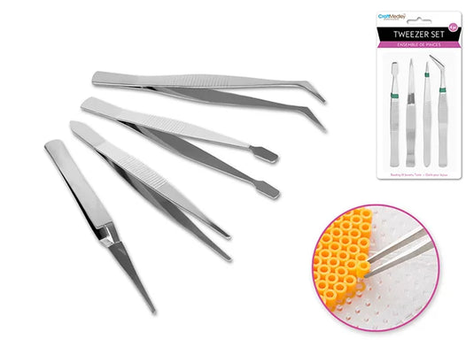 Beading/Jewelry Tool: 4pc Tweezer Set
