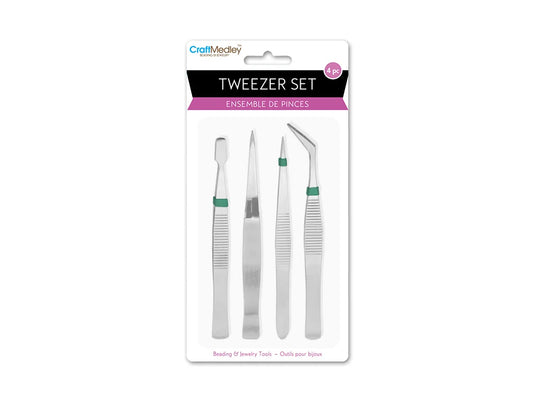 Beading/Jewelry Tool: 4pc Tweezer Set