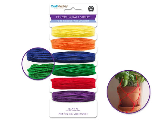 Craft Medley: 59yds 100% Cotton Colored Craft String 29.5ft/Color B) Brights