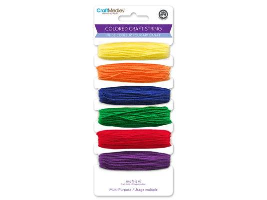 Craft Medley: 59yds 100% Cotton Colored Craft String 29.5ft/Color B) Brights