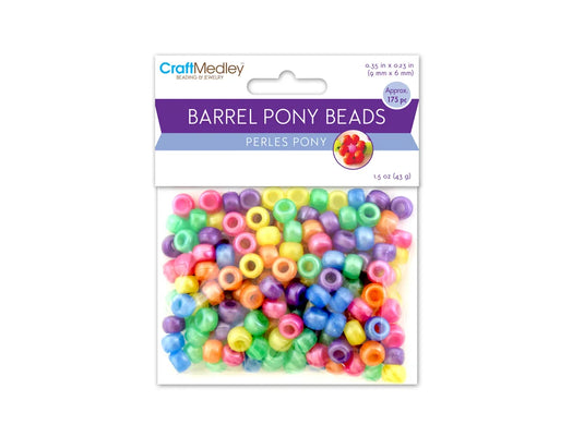Pony Beads: 9mmx6mm Barrel Standard x175 J) Pearlized Multi-Mix