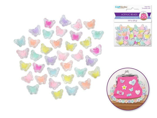 Acrylic Beads: Fashion Multi-Packs 25g E) Butterfly Groove
