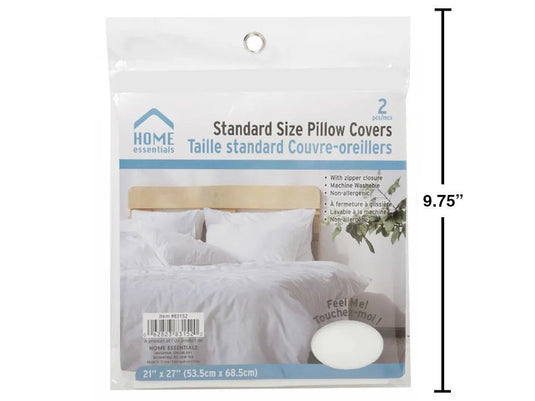 H.E. 2-pc Pillow Covers, 21"x27", polybag w/ insert/gronment