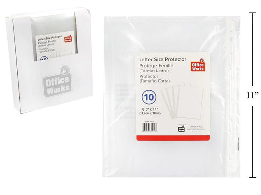 O.WKs. 10-pc Sheet Protector, 8.5"x 11" pp bg w/lbl (HZ)