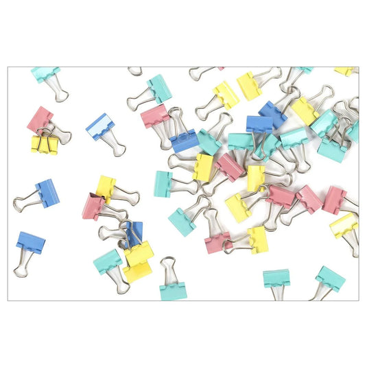 Desk Tech 55pcs 15mm Binder Clip, Multi colour, w/container