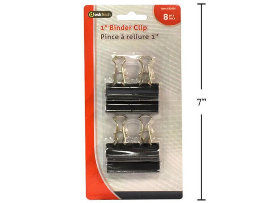 Desk Tech 8-pc 1" Binder Clip, Black, b/c (HZ)