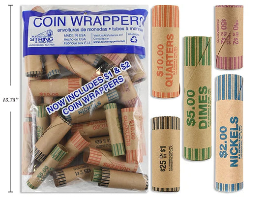 COIN ROLLERS ASSORTED SIZES 36/BAG