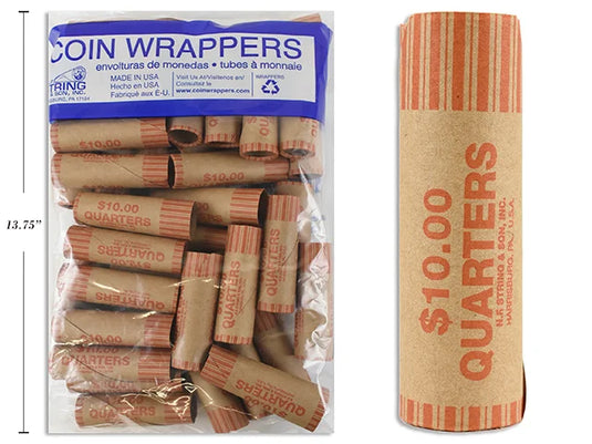 25 CENT COIN WRAPPERS 36/BAG ( QUARTERS )