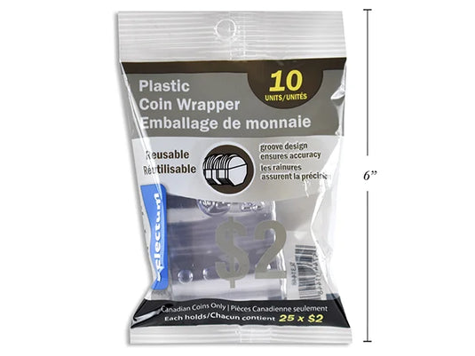 PLASTIC COIN WRAPPERS FOR $2.00 COINS 10/PKG CANADIAN COINS ONLY