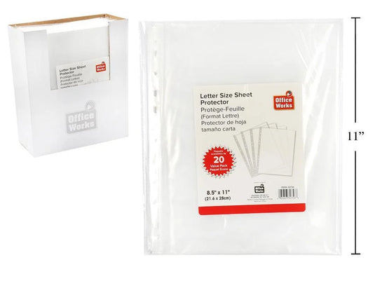 O.WKs. 20-pc Sheet Protector, 8.5" x 11" pp bg w/lbl, (HZ)