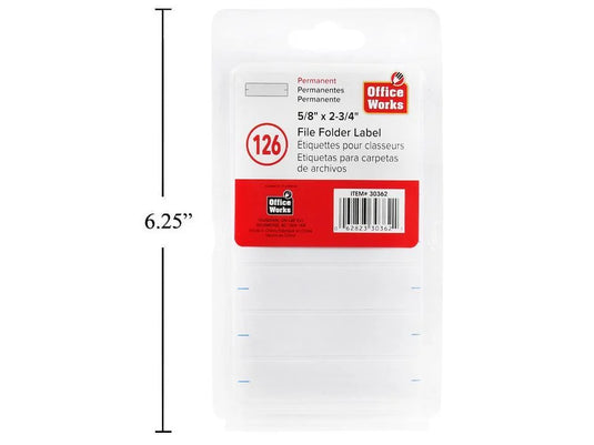 O.WKs. 126-pc File Folder Label, 5/8x2.75", clam pack