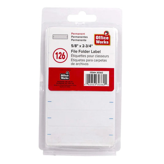 O.WKs. 126-pc File Folder Label, 5/8x2.75", clam pack