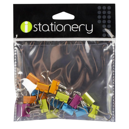 iStationery, 18-Pc Binder Clips, 15mm, zip bag